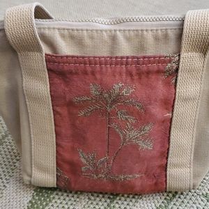 Canvas Bag with Tropical Palm Tree Tapestry Insert